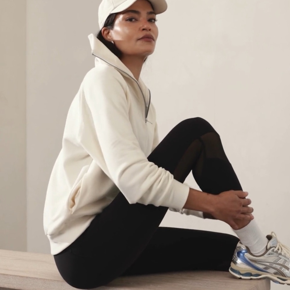 Athleta Forever Fleece Relaxed 1/4 Zip Sweatshirt M - Picture 5 of 7